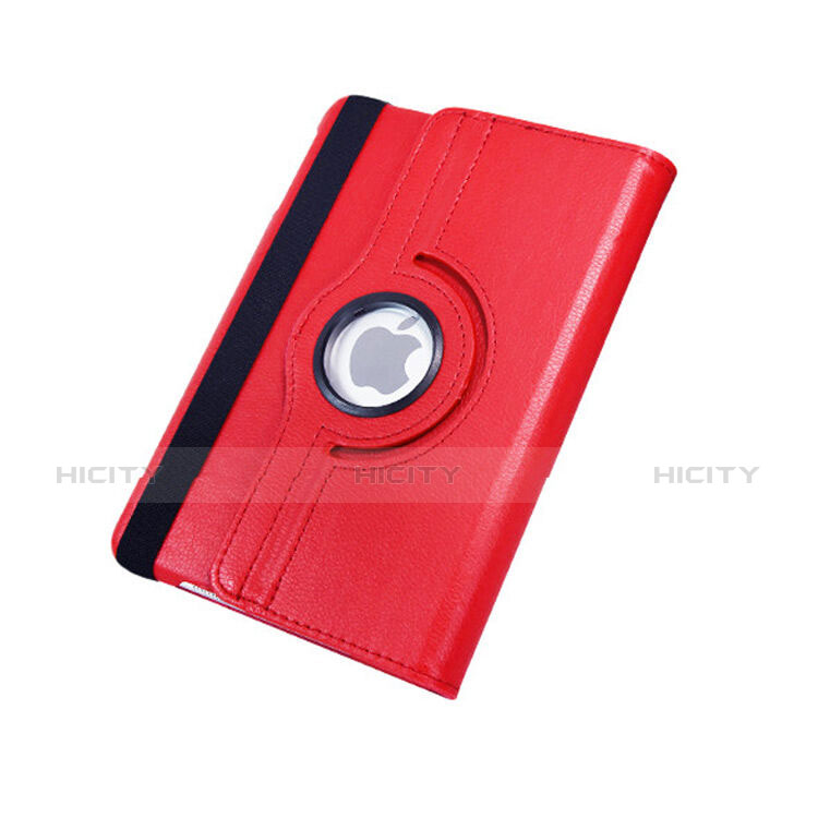 Carcasa de Cuero Giratoria con Soporte para Apple iPad Mini 3 Rojo