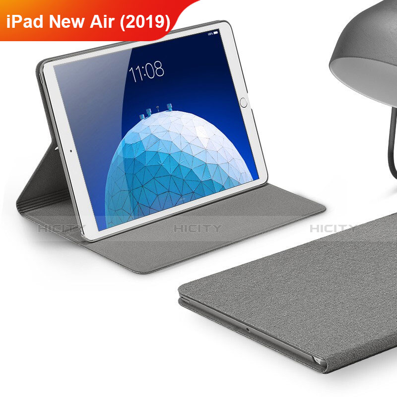 Carcasa de pano Cartera con Soporte para Apple iPad New Air (2019) 10.5 Gris