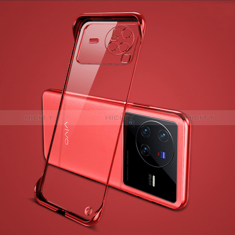 Carcasa Dura Cristal Plastico Funda Rigida Sin Marco Transparente H01 para Vivo X80 Pro 5G Rojo
