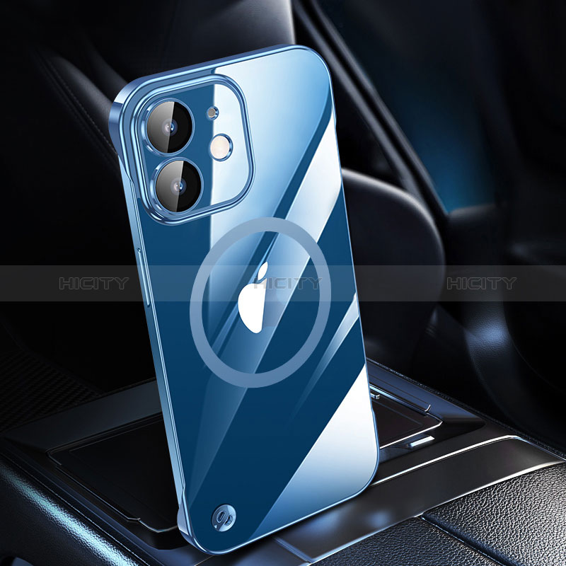 Carcasa Dura Cristal Plastico Funda Rigida Transparente con Mag-Safe Magnetic QC1 para Apple iPhone 12 Azul