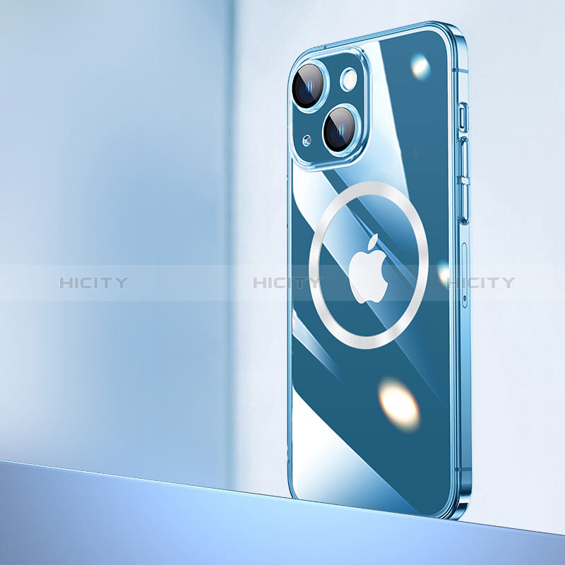 Carcasa Dura Cristal Plastico Funda Rigida Transparente con Mag-Safe Magnetic QC2 para Apple iPhone 14