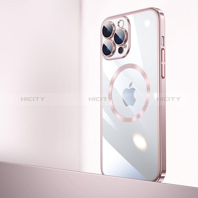 Carcasa Dura Cristal Plastico Funda Rigida Transparente con Mag-Safe Magnetic QC2 para Apple iPhone 14 Pro Max