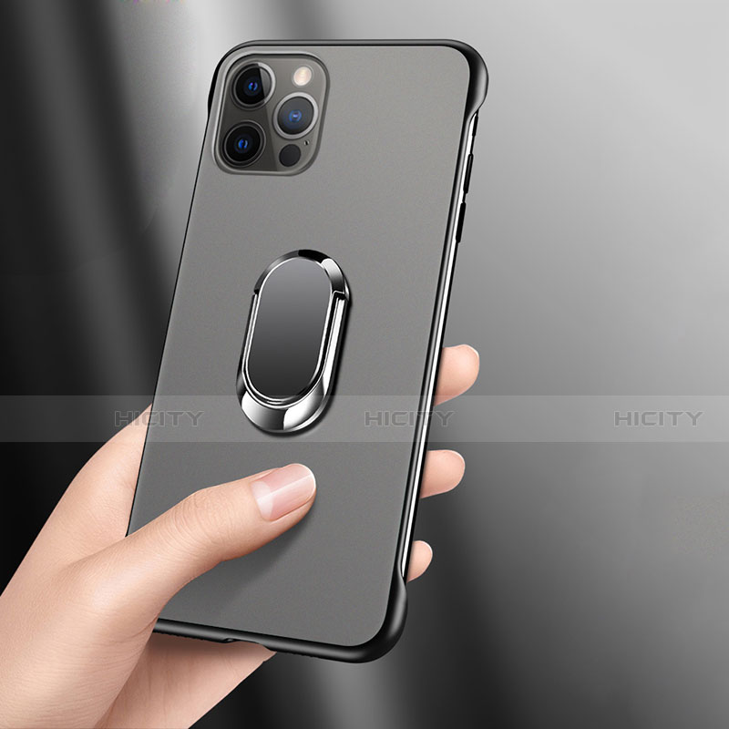 Carcasa Dura Cristal Plastico Funda Rigida Transparente con Magnetico Anillo de dedo Soporte para Apple iPhone 14 Pro