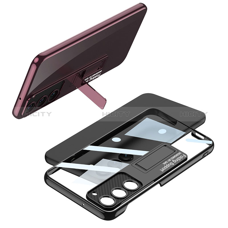 Carcasa Dura Cristal Plastico Funda Rigida Transparente con Soporte AC1 para Samsung Galaxy S23 5G