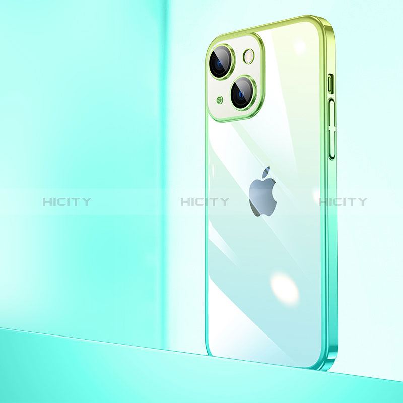 Carcasa Dura Cristal Plastico Funda Rigida Transparente Gradiente QC1 para Apple iPhone 13 Verde