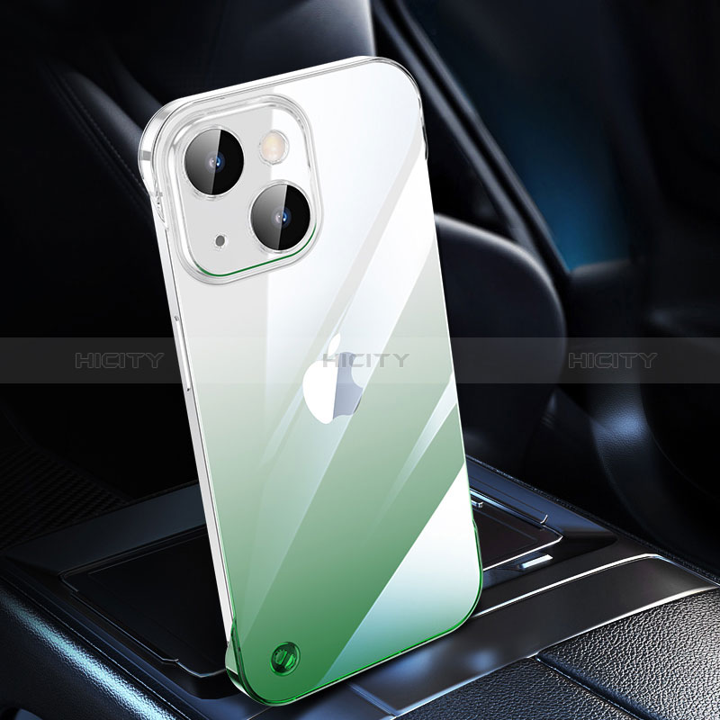 Carcasa Dura Cristal Plastico Funda Rigida Transparente Gradiente QC2 para Apple iPhone 13 Verde