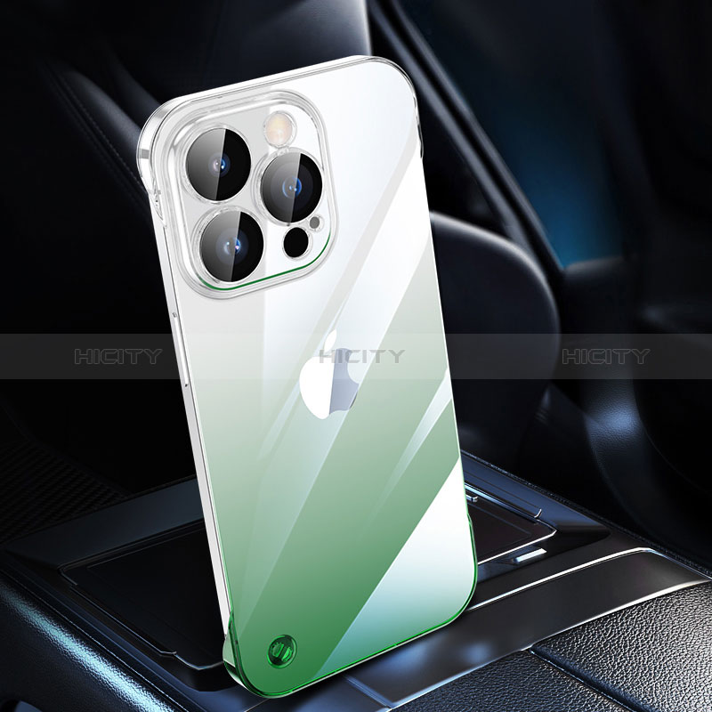 Carcasa Dura Cristal Plastico Funda Rigida Transparente Gradiente QC2 para Apple iPhone 14 Pro Max Verde