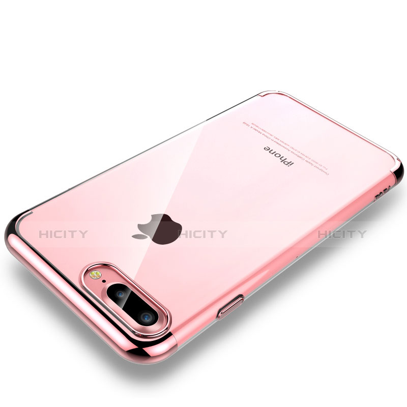 Carcasa Dura Cristal Plastico Funda Rigida Transparente H01 para Apple iPhone 8 Plus Oro Rosa