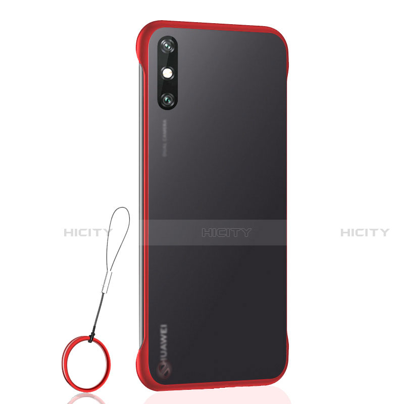 Carcasa Dura Cristal Plastico Funda Rigida Transparente H01 para Huawei Enjoy 10e Rojo