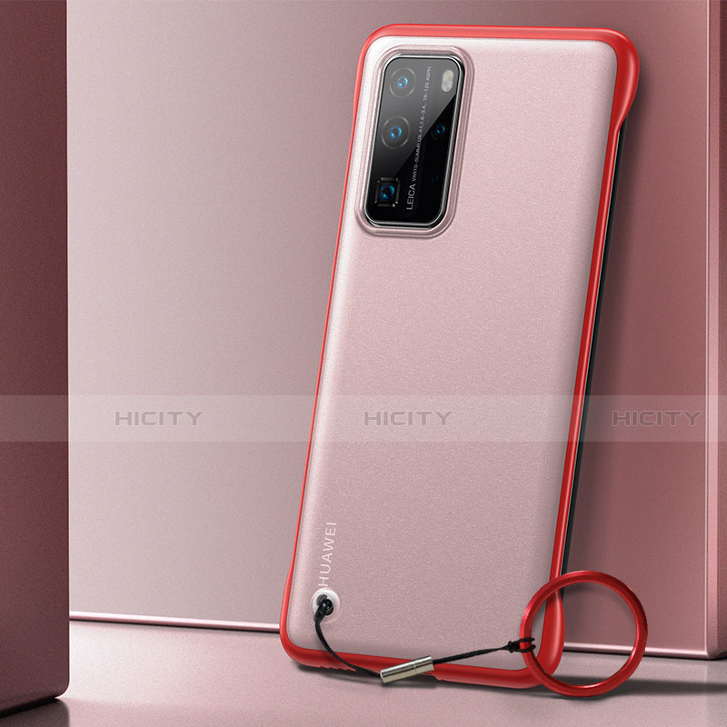 Carcasa Dura Cristal Plastico Funda Rigida Transparente H01 para Huawei P40 Pro Rojo