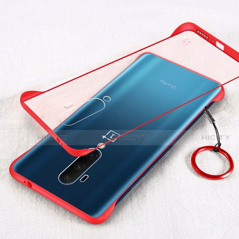 Carcasa Dura Cristal Plastico Funda Rigida Transparente H01 para OnePlus 7T Pro 5G Rojo