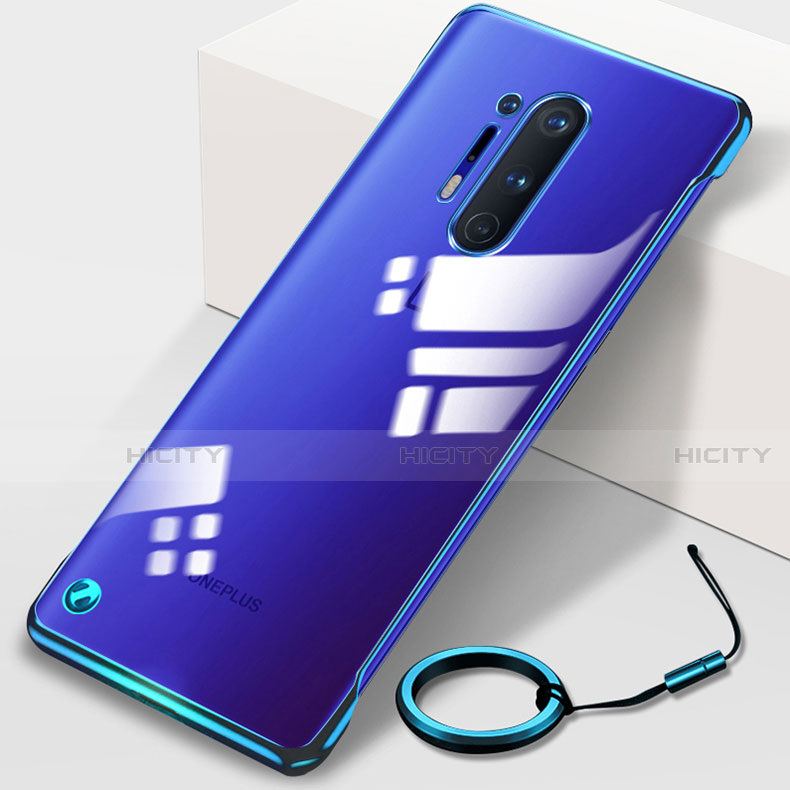 Carcasa Dura Cristal Plastico Funda Rigida Transparente H01 para OnePlus 8 Pro Azul