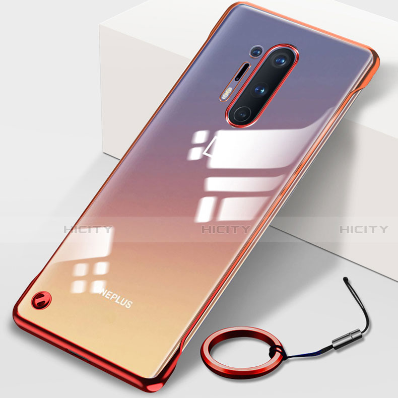 Carcasa Dura Cristal Plastico Funda Rigida Transparente H01 para OnePlus 8 Pro Rojo
