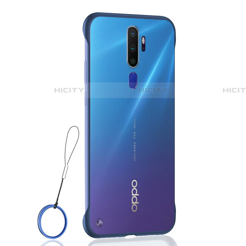 Carcasa Dura Cristal Plastico Funda Rigida Transparente H01 para Oppo A11X Azul