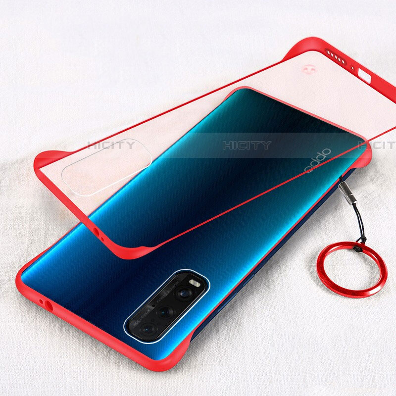 Carcasa Dura Cristal Plastico Funda Rigida Transparente H01 para Oppo Find X2 Rojo