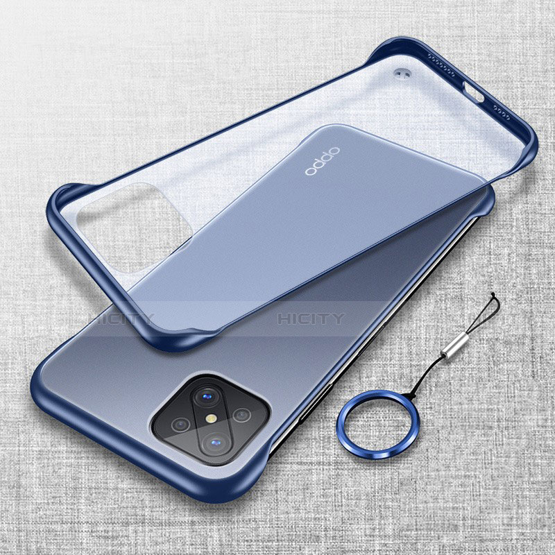 Carcasa Dura Cristal Plastico Funda Rigida Transparente H01 para Oppo Reno4 Z 5G Azul