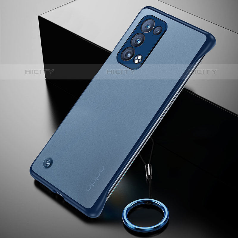 Carcasa Dura Cristal Plastico Funda Rigida Transparente H01 para Oppo Reno6 Pro 5G Azul