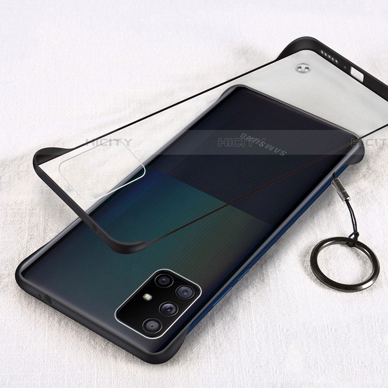 Carcasa Dura Cristal Plastico Funda Rigida Transparente H01 para Samsung Galaxy A71 5G Negro