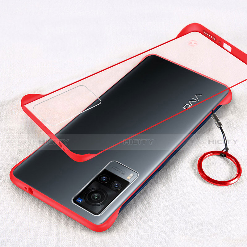 Carcasa Dura Cristal Plastico Funda Rigida Transparente H01 para Vivo X60 5G Rojo