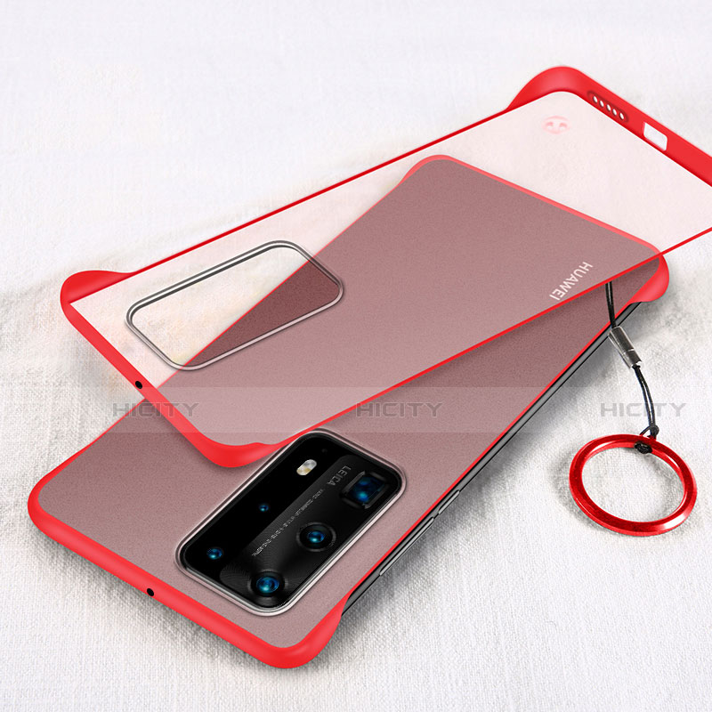 Carcasa Dura Cristal Plastico Funda Rigida Transparente H02 para Huawei P40 Pro+ Plus Rojo