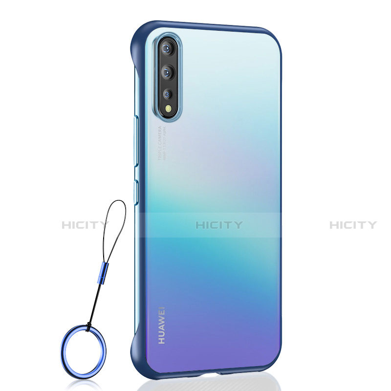 Carcasa Dura Cristal Plastico Funda Rigida Transparente H02 para Huawei Y8p Azul