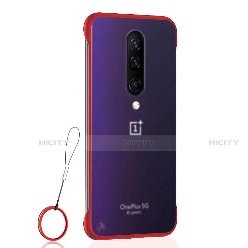 Carcasa Dura Cristal Plastico Funda Rigida Transparente H02 para OnePlus 8 Rojo