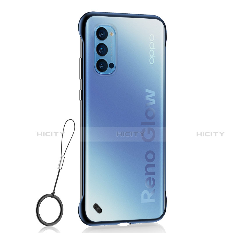 Carcasa Dura Cristal Plastico Funda Rigida Transparente H02 para Oppo Reno4 5G Azul