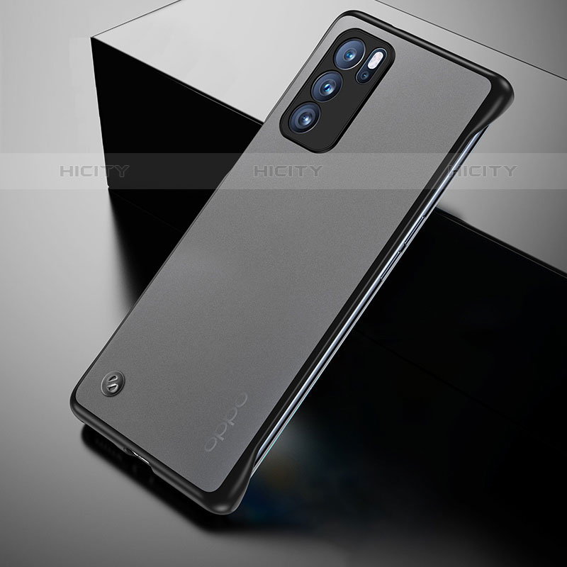 Carcasa Dura Cristal Plastico Funda Rigida Transparente H02 para Oppo Reno6 Pro 5G India Negro