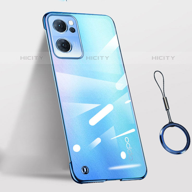 Carcasa Dura Cristal Plastico Funda Rigida Transparente H02 para Oppo Reno7 SE 5G Azul