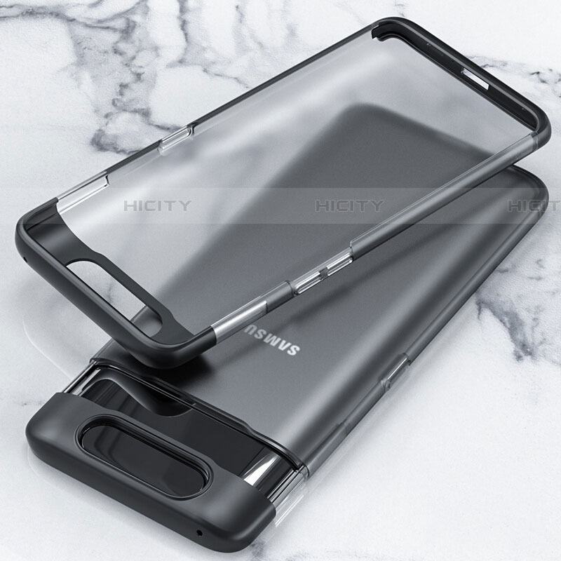 Carcasa Dura Cristal Plastico Funda Rigida Transparente H02 para Samsung Galaxy A90 4G Negro