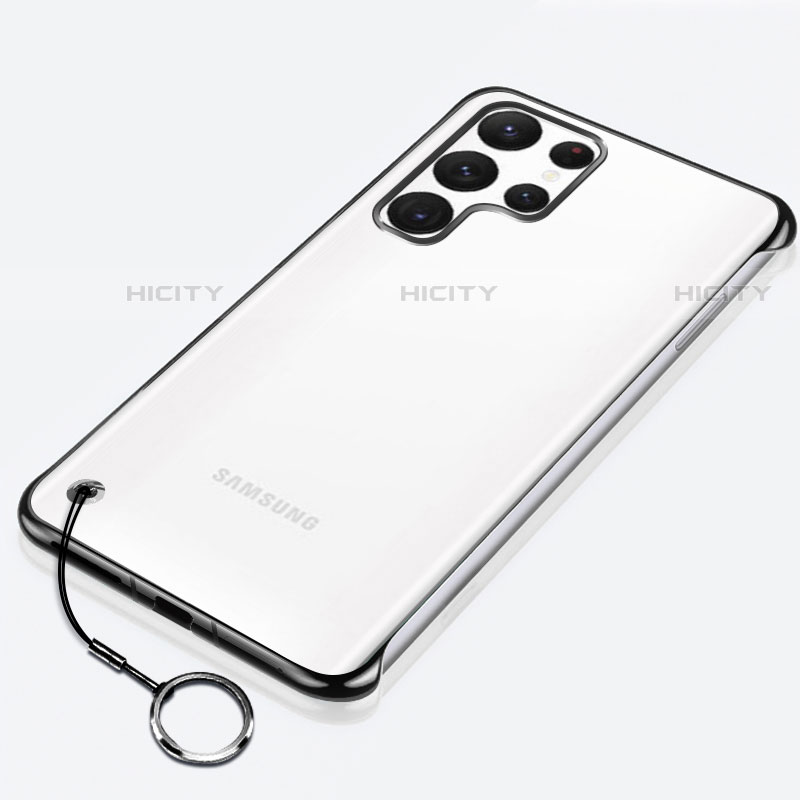 Carcasa Dura Cristal Plastico Funda Rigida Transparente H02 para Samsung Galaxy S21 Ultra 5G Negro
