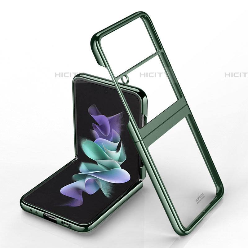 Carcasa Dura Cristal Plastico Funda Rigida Transparente H02 para Samsung Galaxy Z Flip4 5G Verde