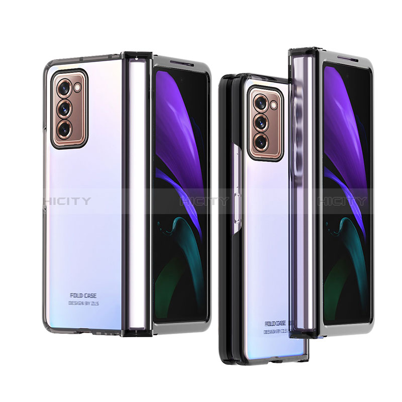 Carcasa Dura Cristal Plastico Funda Rigida Transparente H02 para Samsung Galaxy Z Fold2 5G Negro