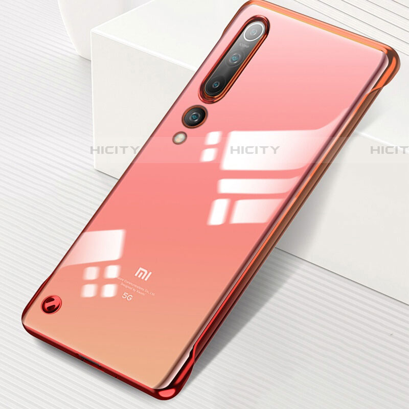 Carcasa Dura Cristal Plastico Funda Rigida Transparente H02 para Xiaomi Mi 10 Rojo