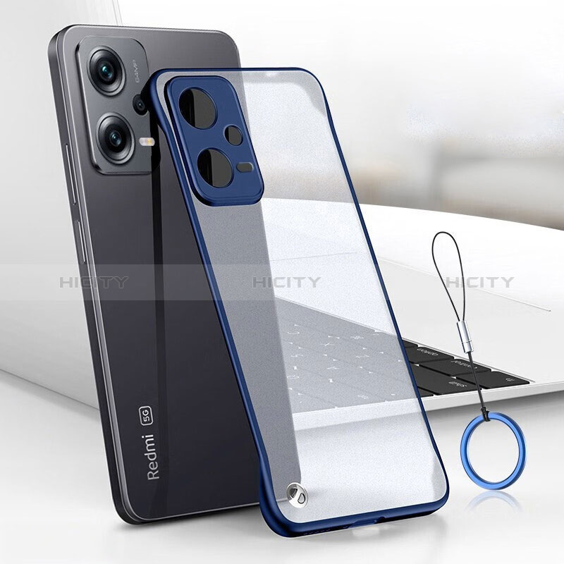 Carcasa Dura Cristal Plastico Funda Rigida Transparente H02 para Xiaomi Redmi Note 12 5G Azul