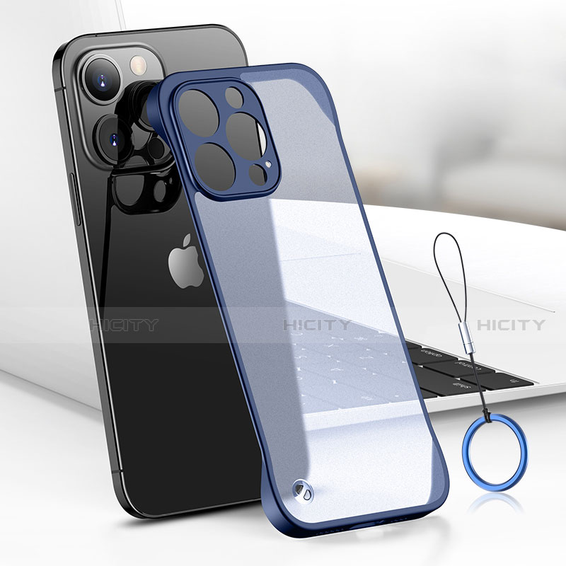 Carcasa Dura Cristal Plastico Funda Rigida Transparente H03 para Apple iPhone 13 Pro Max Azul
