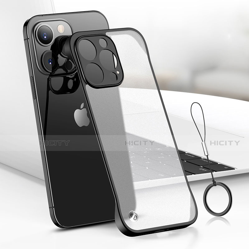 Carcasa Dura Cristal Plastico Funda Rigida Transparente H03 para Apple iPhone 14 Pro Negro