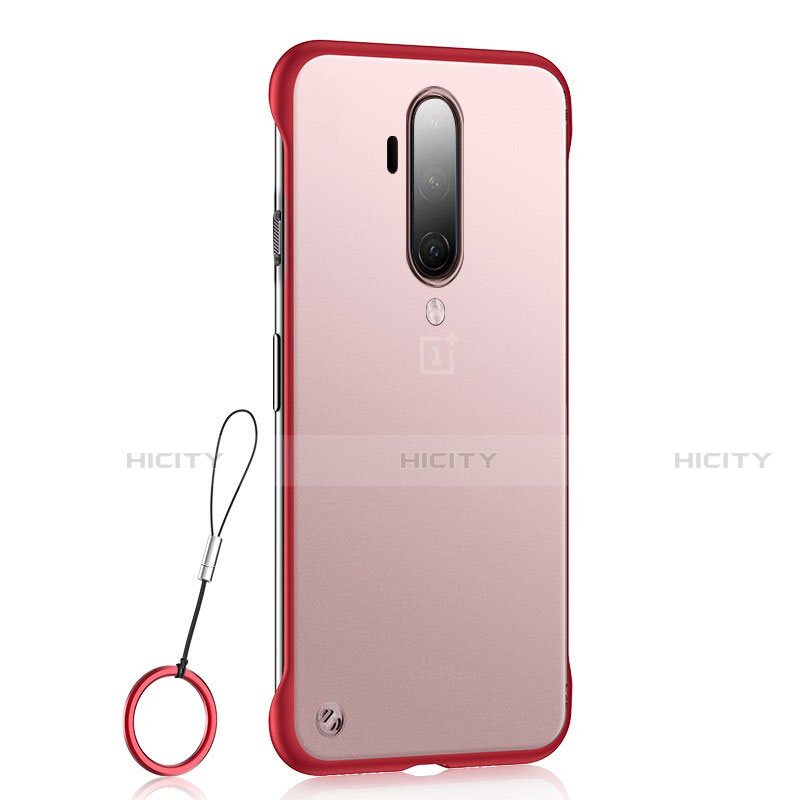 Carcasa Dura Cristal Plastico Funda Rigida Transparente H03 para OnePlus 7T Pro 5G Rojo