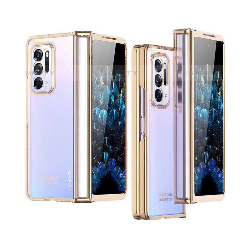 Carcasa Dura Cristal Plastico Funda Rigida Transparente H03 para Oppo Find N 5G Oro