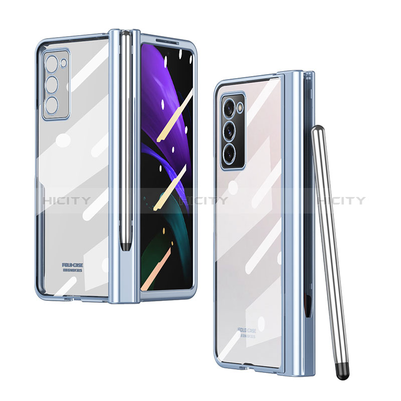 Carcasa Dura Cristal Plastico Funda Rigida Transparente H03 para Samsung Galaxy Z Fold2 5G Azul