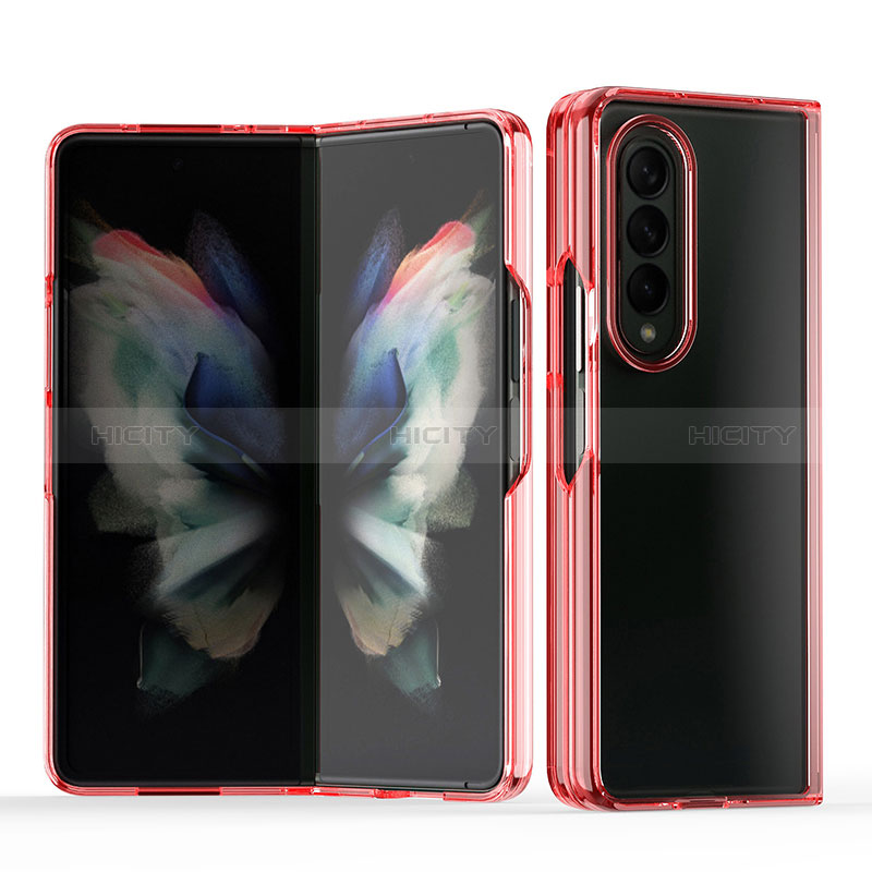 Carcasa Dura Cristal Plastico Funda Rigida Transparente H03 para Samsung Galaxy Z Fold3 5G Rojo