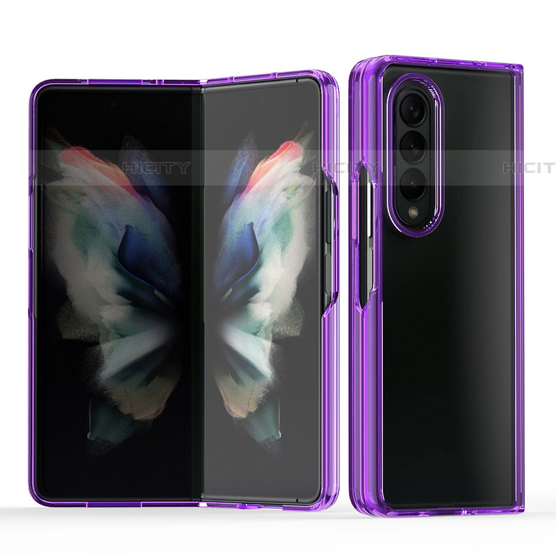 Carcasa Dura Cristal Plastico Funda Rigida Transparente H03 para Samsung Galaxy Z Fold4 5G Morado