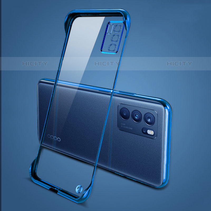 Carcasa Dura Cristal Plastico Funda Rigida Transparente H04 para Oppo Reno6 Pro 5G India Azul