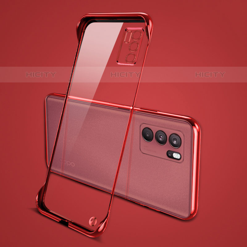 Carcasa Dura Cristal Plastico Funda Rigida Transparente H04 para Oppo Reno6 Pro 5G India Rojo