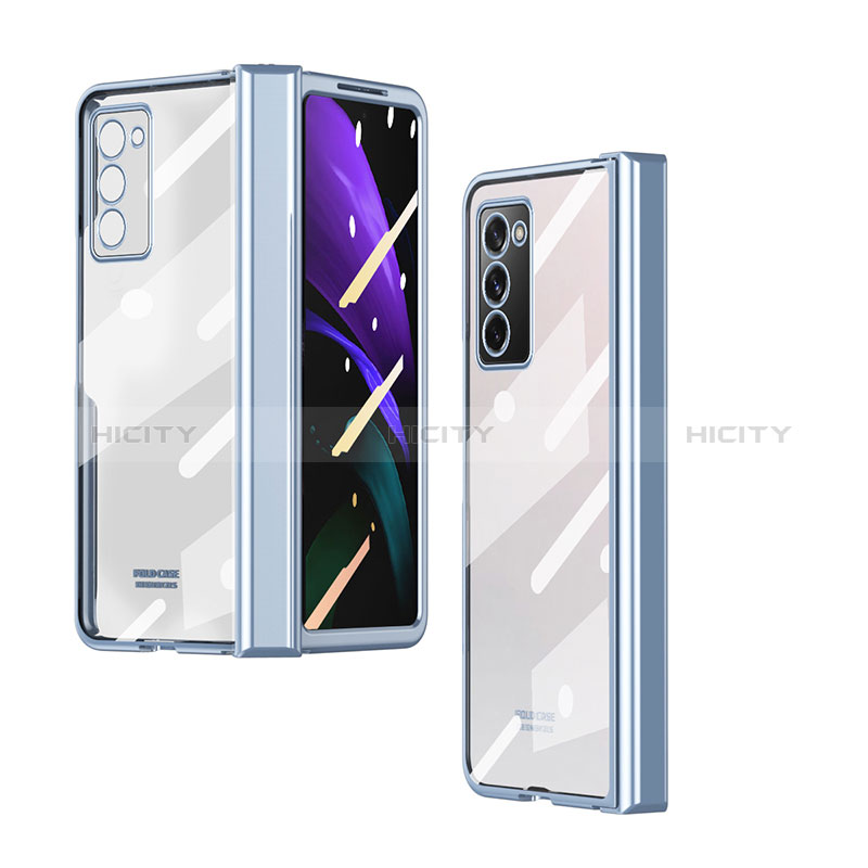 Carcasa Dura Cristal Plastico Funda Rigida Transparente H04 para Samsung Galaxy Z Fold2 5G Azul