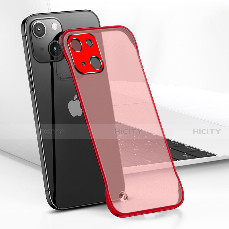 Carcasa Dura Cristal Plastico Funda Rigida Transparente H05 para Apple iPhone 13 Mini Rojo