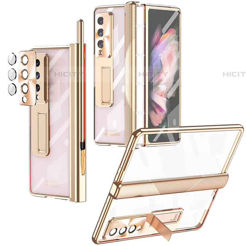 Carcasa Dura Cristal Plastico Funda Rigida Transparente H05 para Samsung Galaxy Z Fold4 5G Oro