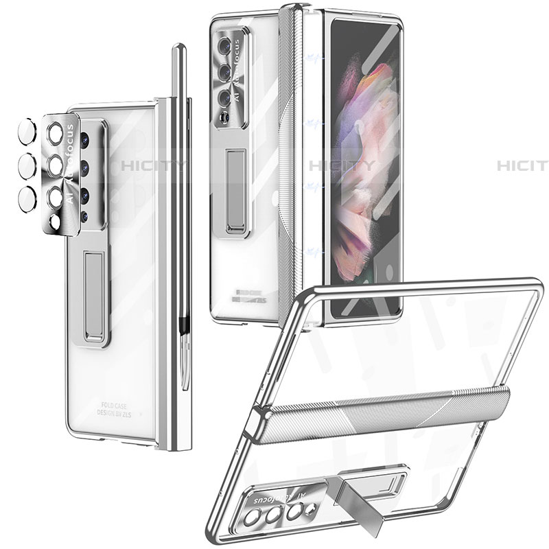 Carcasa Dura Cristal Plastico Funda Rigida Transparente H05 para Samsung Galaxy Z Fold4 5G Plata