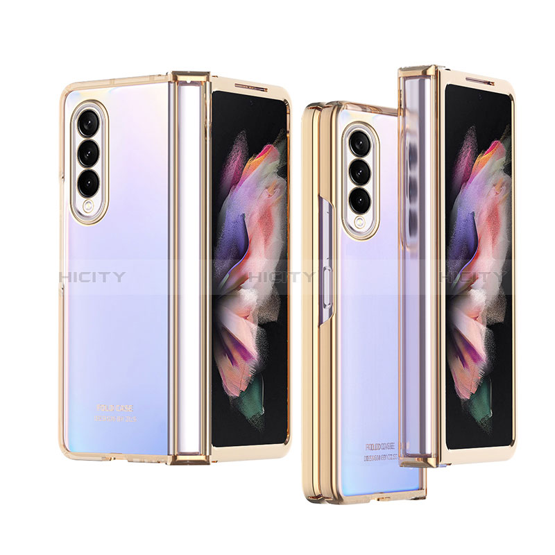 Carcasa Dura Cristal Plastico Funda Rigida Transparente H06 para Samsung Galaxy Z Fold3 5G Oro