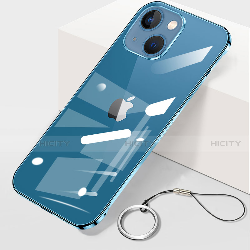 Carcasa Dura Cristal Plastico Funda Rigida Transparente H09 para Apple iPhone 13 Mini Azul